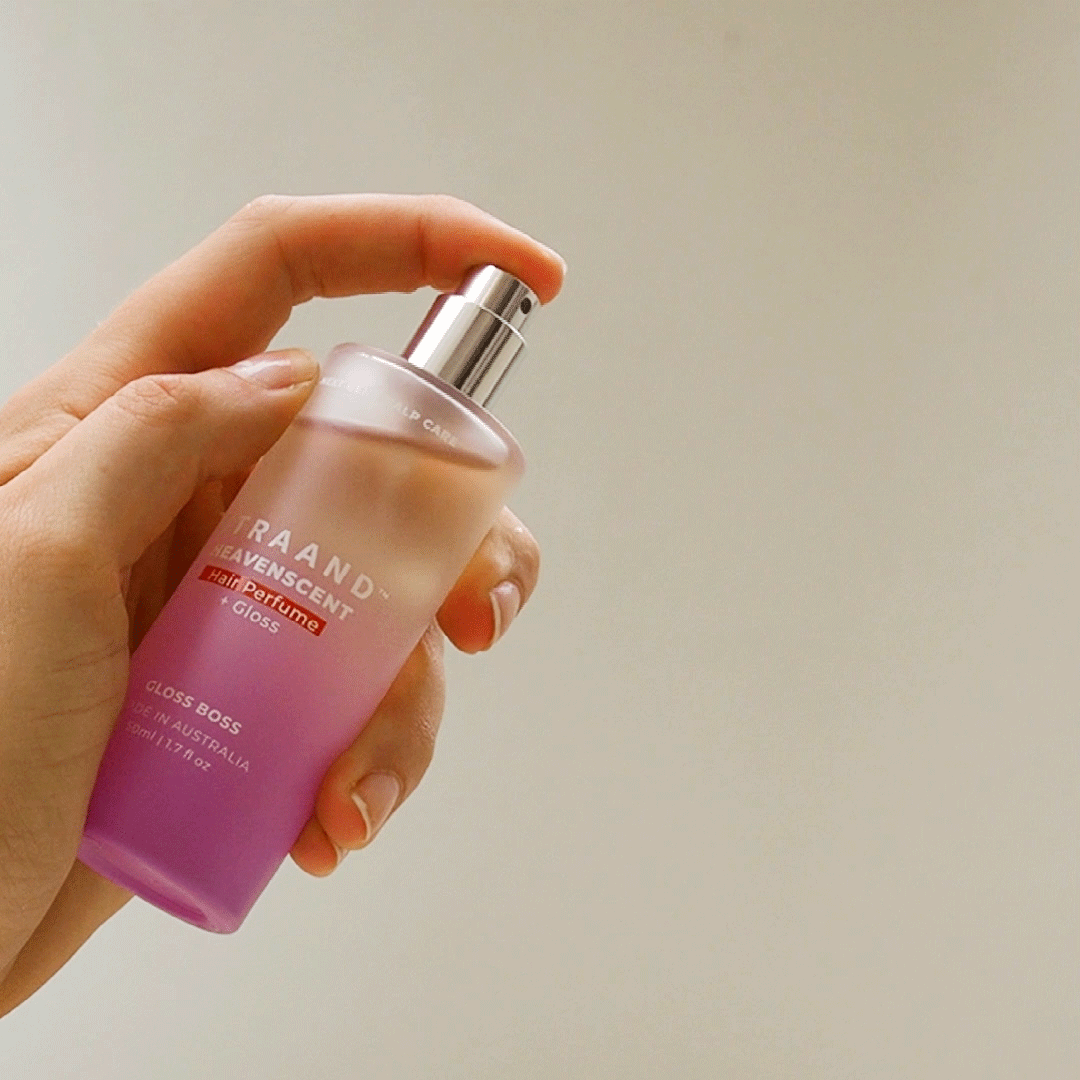 Video of a hand spraying the hair perfume to show the fine mist it sprays out