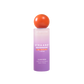 A bottle of HeavenScent Hair Perfume + Gloss with a purple label and a orange cap, indicating it is a hair care product.