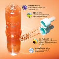 Crown Companion Cleansing Pre-Wash Scalp Oil special ingredients: rosemary oil, squalane, sunflower oil, hyaluronic acid