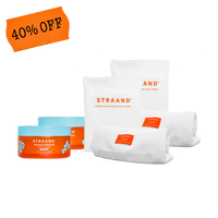 A promotional product bundle for hair and scalp that has a towel and treatment for two 