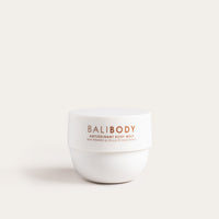 A white jar of Bali Body Antioxidant Body Whip with a simple design and product information on the label.