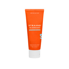 A mini tube of Strand the crown boost conditioner in an orange packaging.